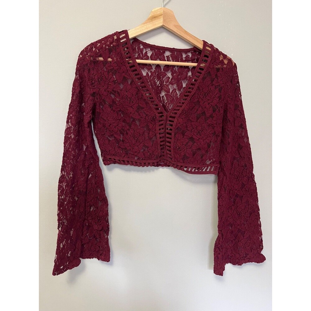 Lace bell sleeve crop top dance/ salsa shirt #salsa S